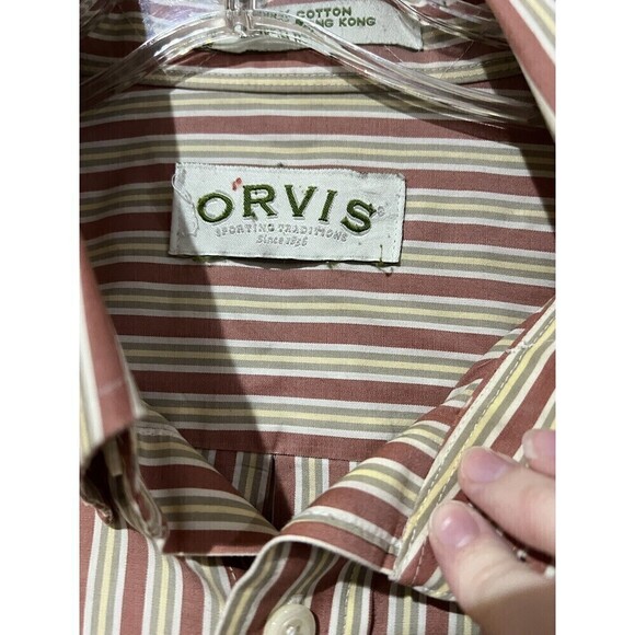 ORVIS 100% Cotton, Button Front Shirt ,Men's Large , Stripped Shirt - Picture 3 of 5